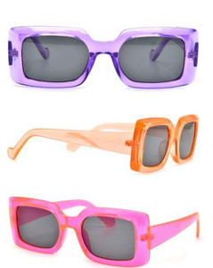 Pink Large Rectangular Neon Color Sunglasses