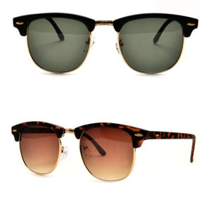 Faux Tortoise Shell Clubmaster Style Sunglasses