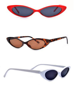 White & Black Small Frame Retro Cateye Sunglasses