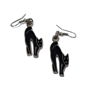 Black Cat Dangling Earrings