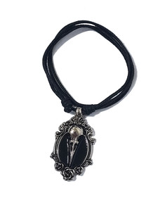 Raven Skull Cameo Cord Necklace