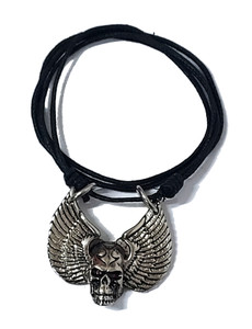 Winged Skull Cord Necklace
