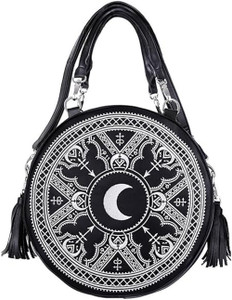 Henna White Moon Embroidery Round Bag