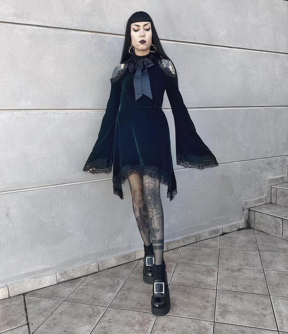 Green Velvet Gaya Tunic Dress - Nuclear Waste
