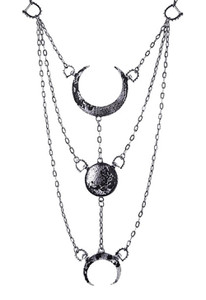 Moon Phases Long Silver Necklace