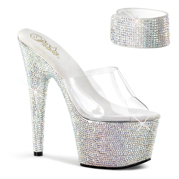 High Inch Slides Rhinestone Encrusted Platform Slide w/ Removable Cuff