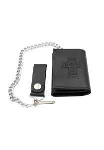 Dogtown Small Trifold Black Leather Chain Wallet