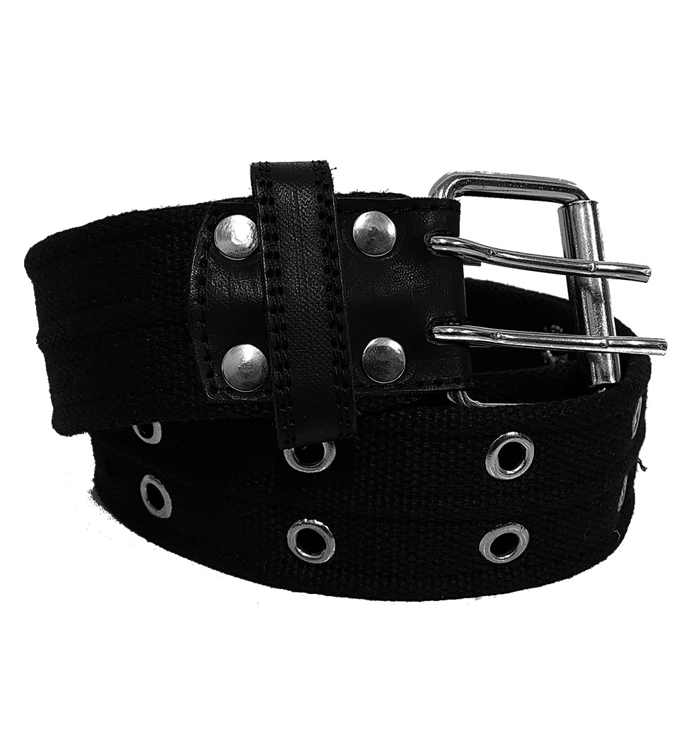 Doble Grommet Row Military Style Belt Black Chrome