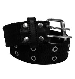 Doble Grommet Row Military Style Belt - Black / Chrome
