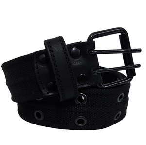 Doble Grommet Row Military Style Belt - Black / Black