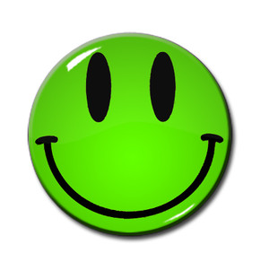 Green Smiley Face 1.5" Pin