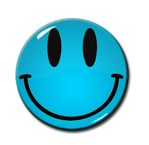 Blue Smiley Face 1.5" Pin