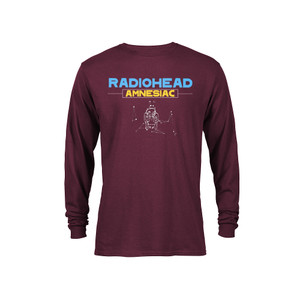 Radiohead - Amnesiac Burgundy Long Sleeve T-shirts