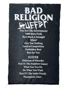 Bad Religion - Suffer Tracklist Test Print Backpatch