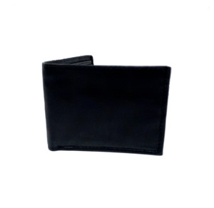 Men's Smooth Black Leather Bi-Fold Wallet