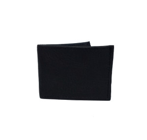 Men's Black Granulated Leather Bi-Fold Wallet