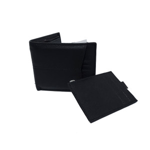 Men's Black Leather Bi-Fold Wallet w/ Card Holder