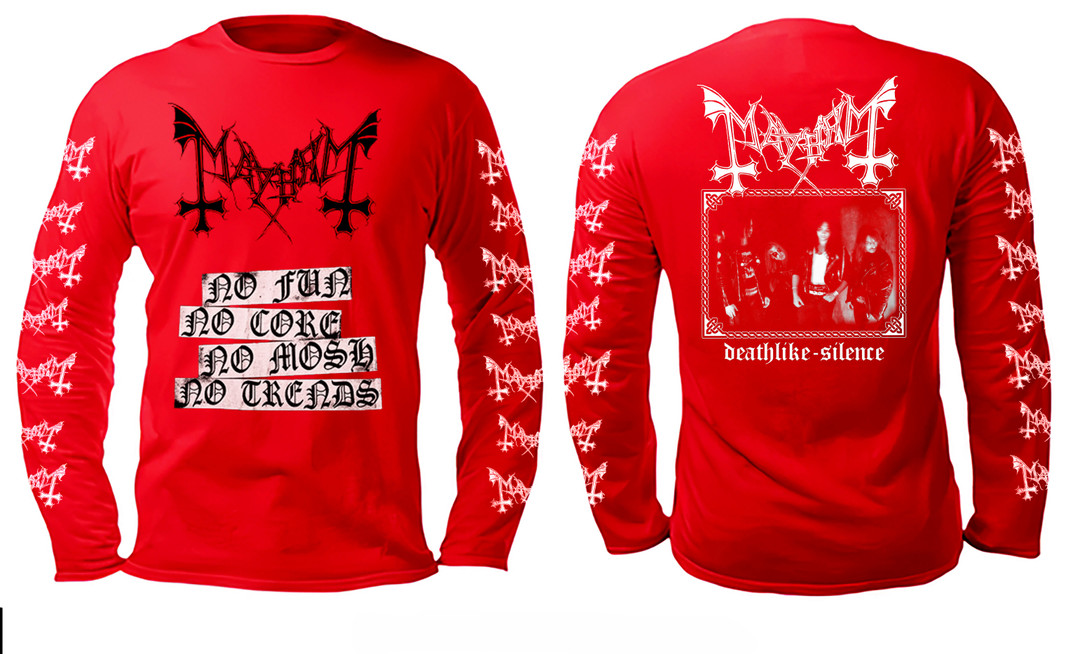 Mayhem - No Mosh Red Long Sleeve T-Shirt - Nuclear Waste