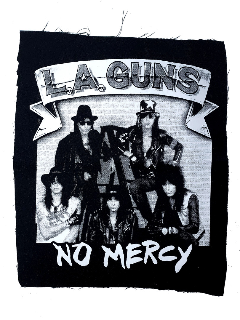 【希少】 L.A. GUNS 大判 ヴィンテージ バックパッチ LA GUNS L.A. Guns - No Mercy Band Test Print Backpatch
