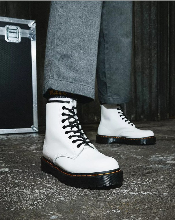 1460 White Smooth 8i Combat Lace Up Boots - Nuclear Waste display picture 2