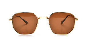 Polygonal Silver & Amber Sunglasses