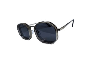 Polygonal Circle Grid Silver Sunglasses