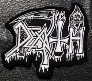Death Shaped White Logo 3x1.5" Embroidered Patch