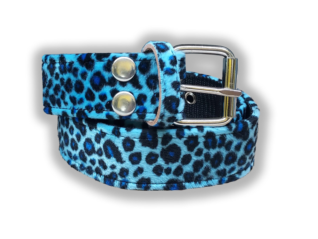 Blue Leopard Print Three Ply Belt - Nuclear Waste
