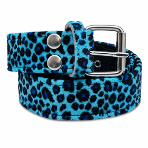 Blue Leopard Print Three Ply Belt