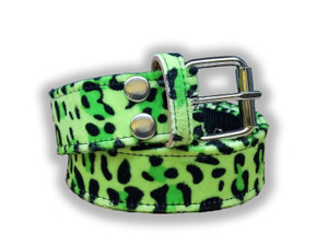 Lime Green Leopard Print Three Ply Belt