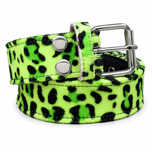 Lime Green Leopard Print Three Ply Belt
