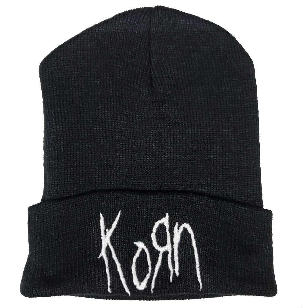 【 1時間限定 】  KORN Beanie ビーニー Korn - White Logo Embroidered Knit Beanie - Nuclear Waste