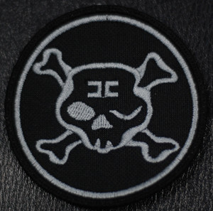 Combichrist Round Skull GREY Logo 3x3" Embroidered Patch