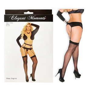 Queen Size Sheer Black Knee High Stockings