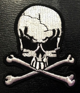 Skull & Crossbones Shaped 3x5" Embroidered Patch