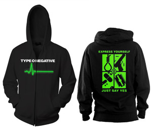 Type O Negative - Express Yourself Zippered Hooded Sweatshirt w/ Embroidery
