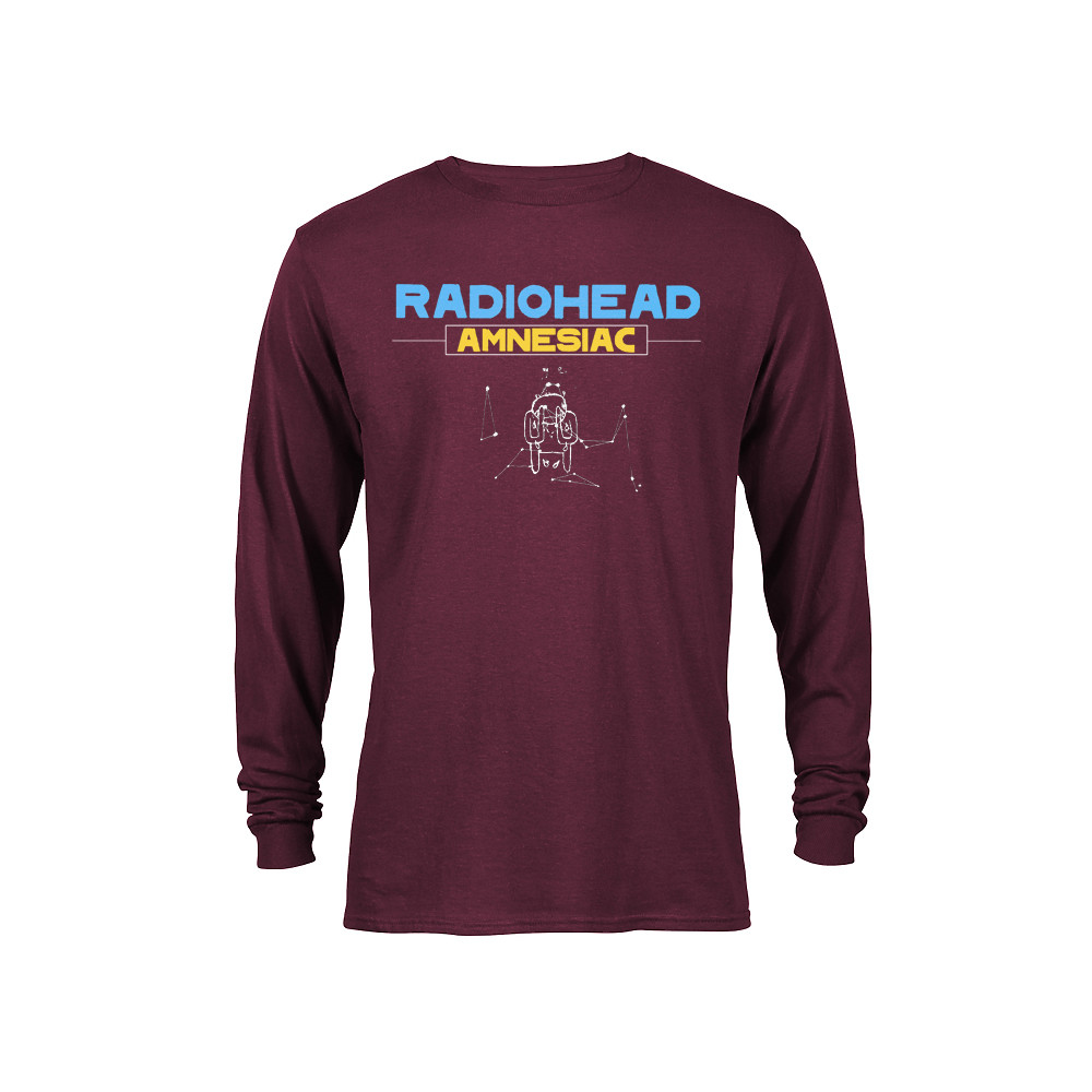 Radiohead - Amnesiac Burgundy Long Sleeve T-Shirts - Nuclear Waste
