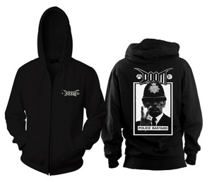 Doom  - Police Bastard Zippered Hooded Sweatshirt w/ Embroidery