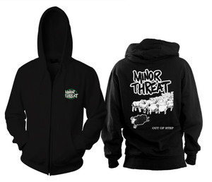 Minor Threat - Out Of Step Zippered Hooded Sweatshirt w/ Embroidery