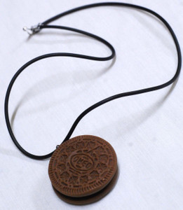 Oreo Cookie Shaped 1.5x1.5" Clay Pendant