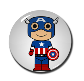 Chibi Captain America 1.5" Pin