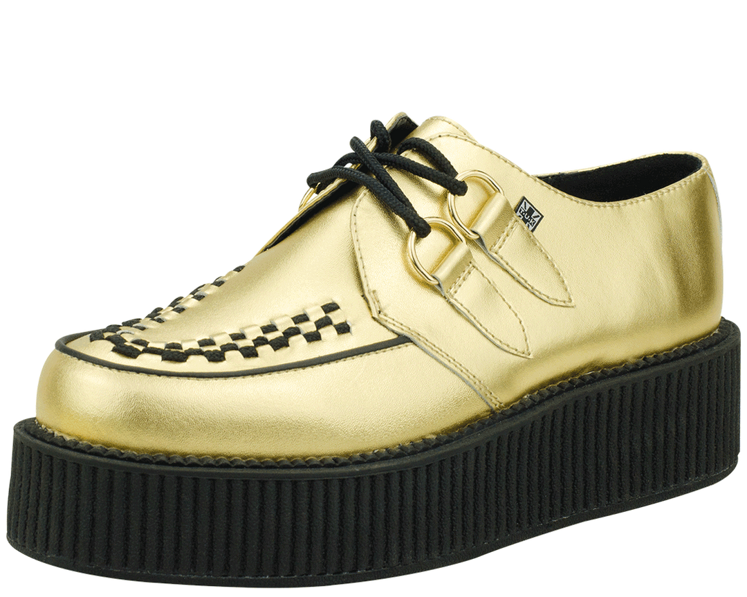 T.U.K. Shoes - A8648 Gold Leather Metallic Viva Mondo Creepers
