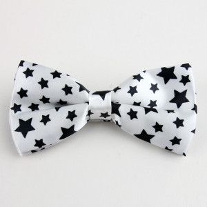 White and Black Stars Bow Tie