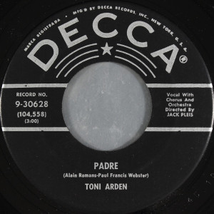 Toni Arden ?– Padre - All At Once * Used 7" Vinyl