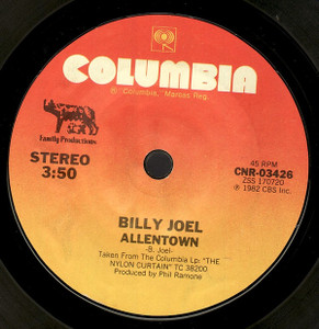 Billy Joel - Allentown *Single Sided * Used 7" Vinyl