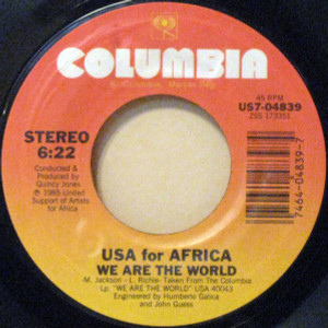 Usa For Afirca - We Are The World * Used 7" Vinyl
