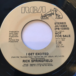 Rick Springfield - I Get Excited * with sleeve * Used 7" Vinyl