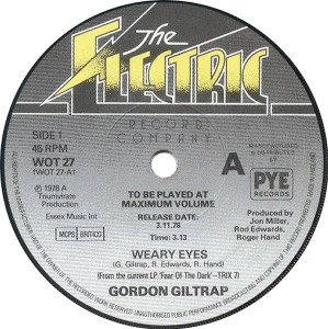Gordon Giltrap - Weary Eyes * Used 7" Vinyl