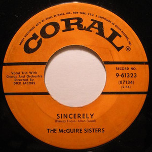 The Mcguire Sisters - Sincerely * Used 7" Vinyl