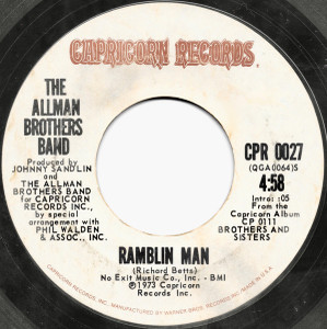 The Allman Brothers Band - Ramblin' Man * Used 7" Vinyl